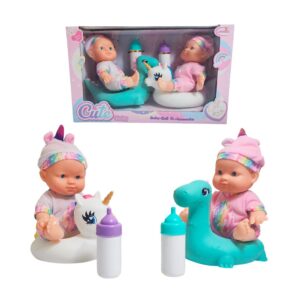 Muñeco Bebe Duo Unicornio Con Flotadores