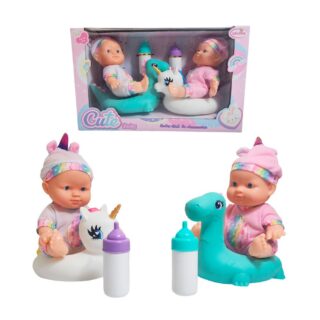 Muñeco Bebe Duo Unicornio Con Flotadores