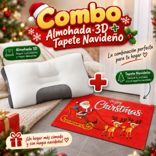 Combo almohada 3d + Tapete navideño