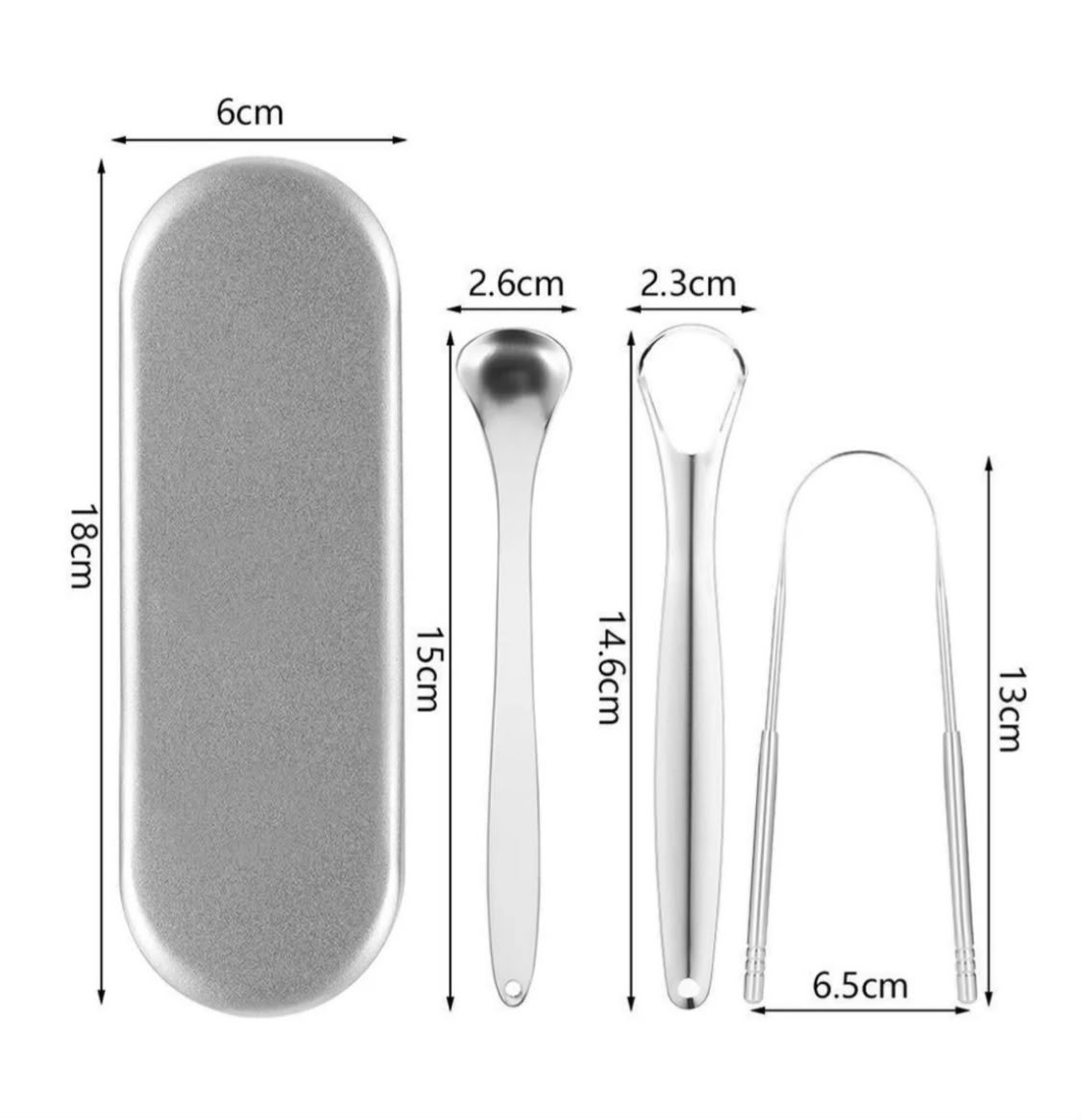 Kit Raspador de Lengua Acero 3 Piezas