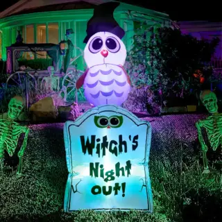 Inflable Halloween Búho Tumba 1.2m Luces