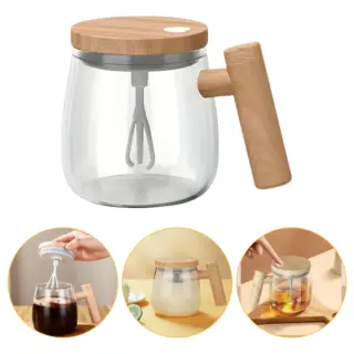 MUG MEZCLADOR DE VIDRIO CON TAPA