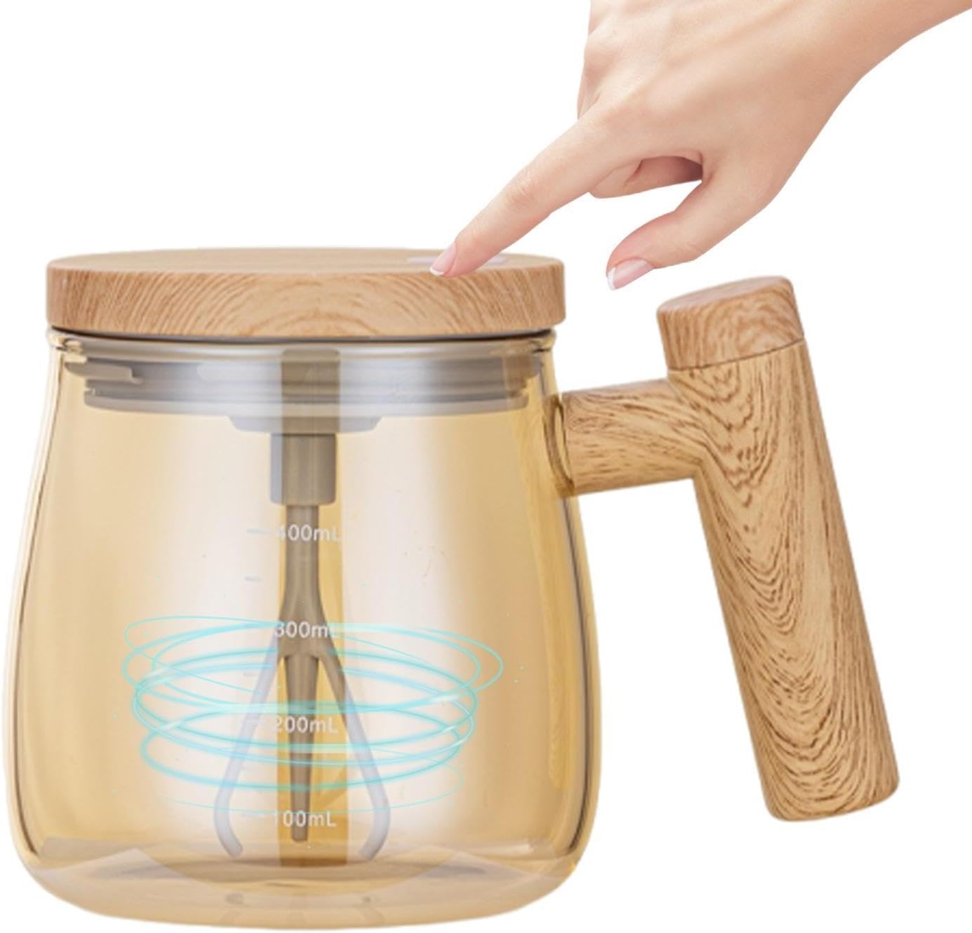 MUG MEZCLADOR DE VIDRIO CON TAPA