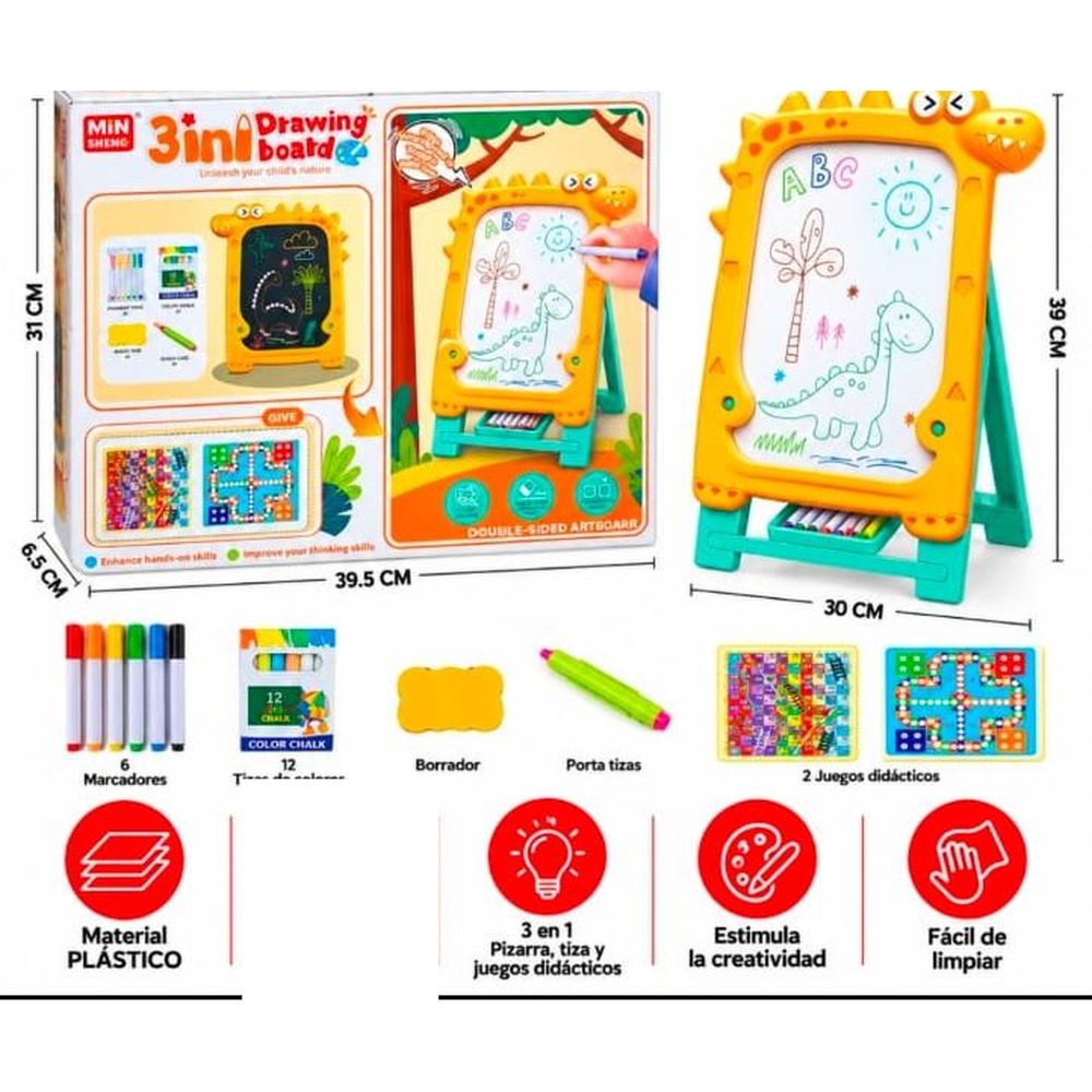 Tablero Didáctico 3 en 1 con Juegos