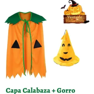 DISFRAZ CAPA+ SOMBRERO CALABAZA