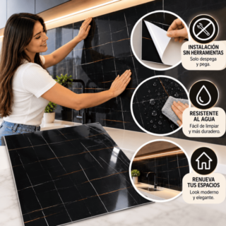 AZULEJO ADHESIVO NEGRO 90X60