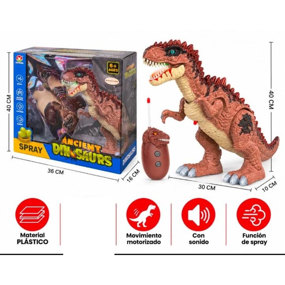 Dinosaurio R/C 40 cm con Spray y Sonido