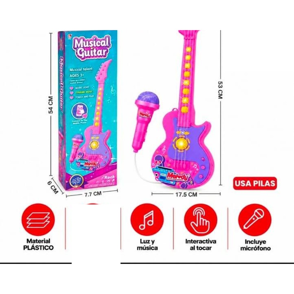 Guitarra Musical con Micrófono 53cm
