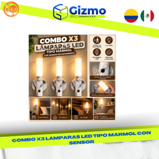 Combo x3 Lámparas LED Mármol con sensor
